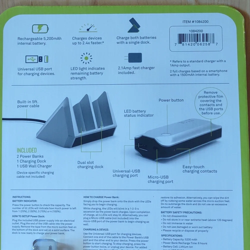 TYLT 2-Pack Portable Power Bank With Charing Dock